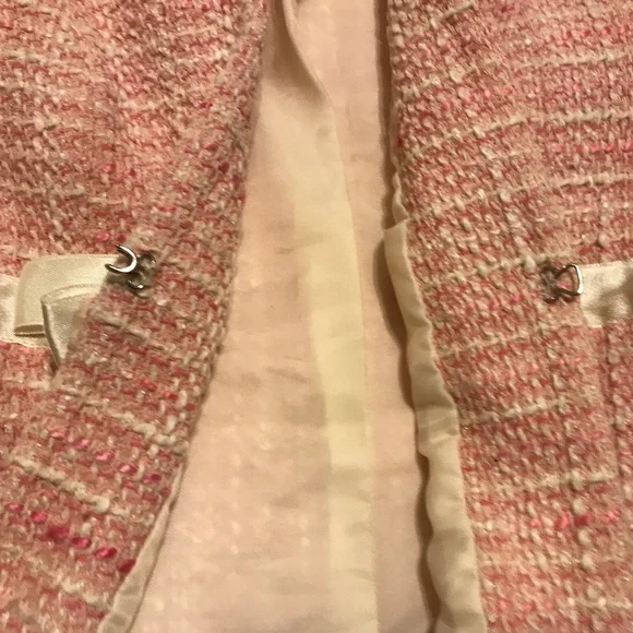 Adorable pink & cream tweed Liz Claiborne blazer with ribbons & bows (12) - Picture 12 of 16